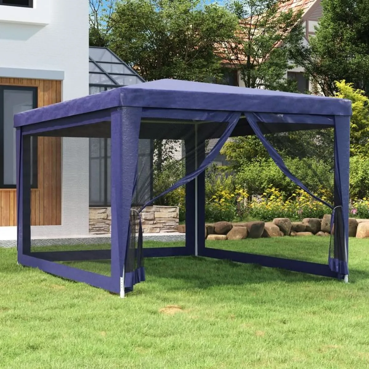 Party Tent with 4 Mesh Sidewalls Blue 3x4 m - Image 1