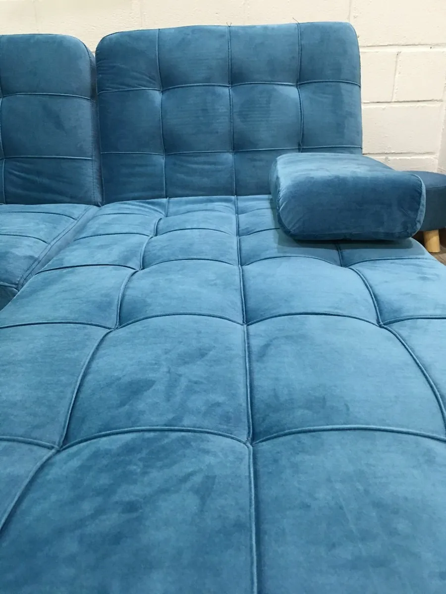 Blue L-Shaped Convertible Sofa Bed ,198cm - Image 2