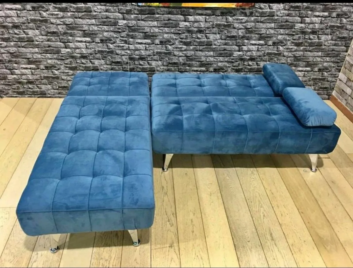 Blue L-Shaped Convertible Sofa Bed ,198cm - Image 4