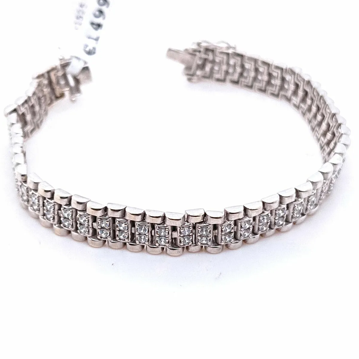 9k White Gold & Zirconias "Rolex" Style Bracelet - Image 1