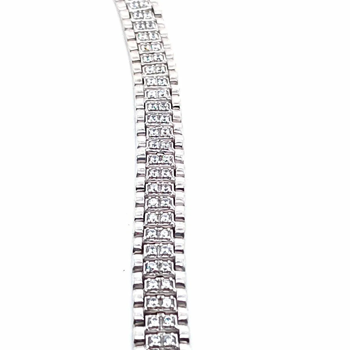 9k White Gold & Zirconias "Rolex" Style Bracelet - Image 4