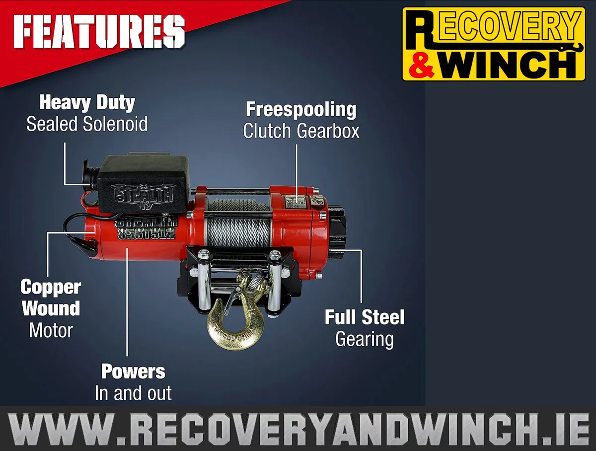 12v STEALTH WINCH 3500lb - FREE ONLINE DELIVERY - Image 2