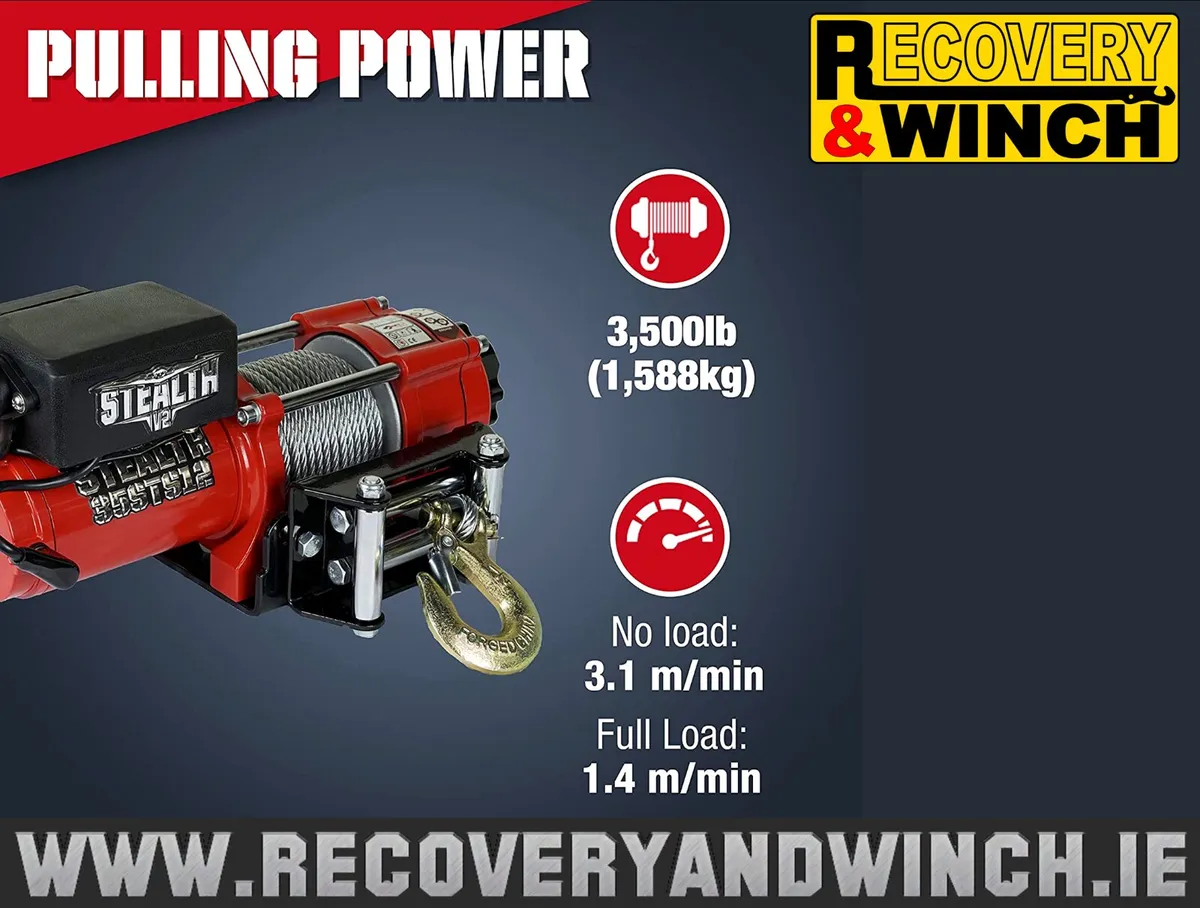 12v STEALTH WINCH 3500lb - FREE ONLINE DELIVERY - Image 3