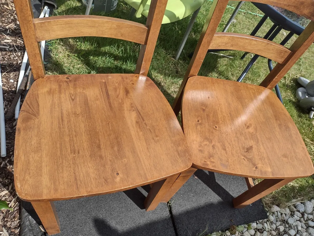 Very heavy solid Oak dining chairs - Image 2