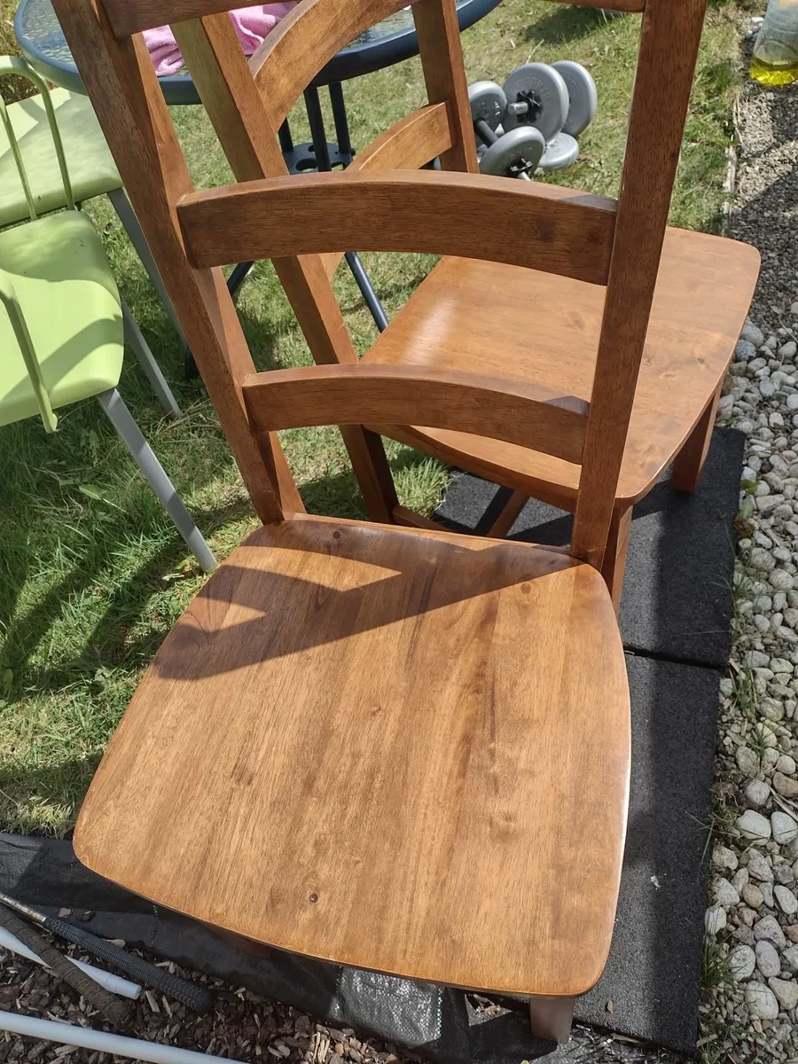 Very heavy solid Oak dining chairs - Image 1
