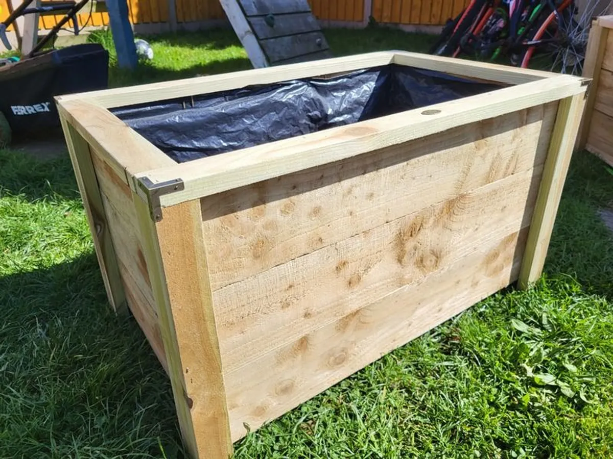 Medium Rectangular Planter Flower Planter Wooden Planter - Image 1