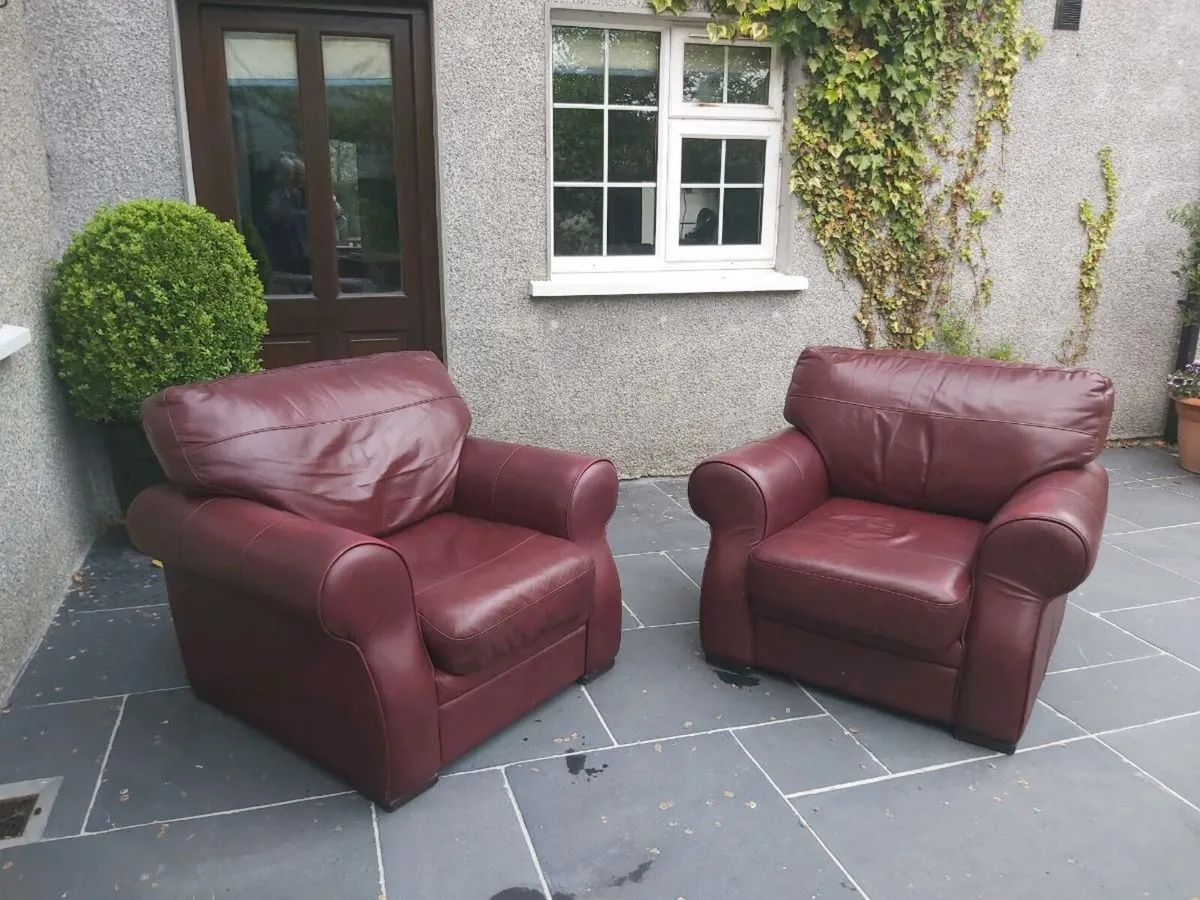 2 x Leather armchairs - Image 1
