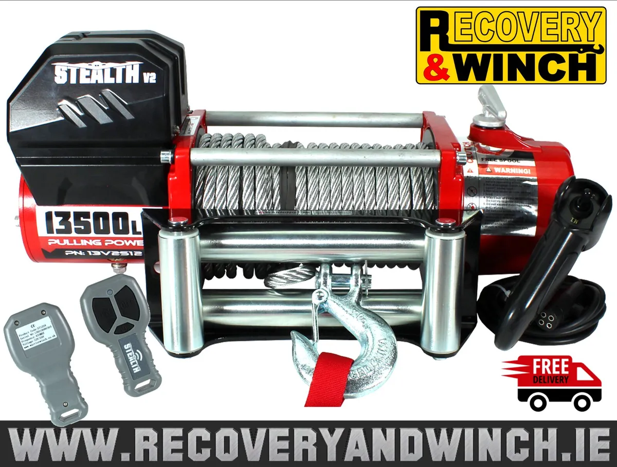 Stealth 13500LB Car Transporter Recovery Winch 🔴 - Image 1