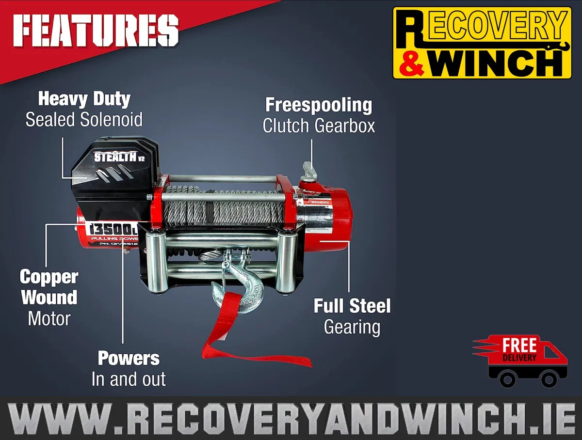 Stealth 13500LB Car Transporter Recovery Winch 🔴 - Image 3