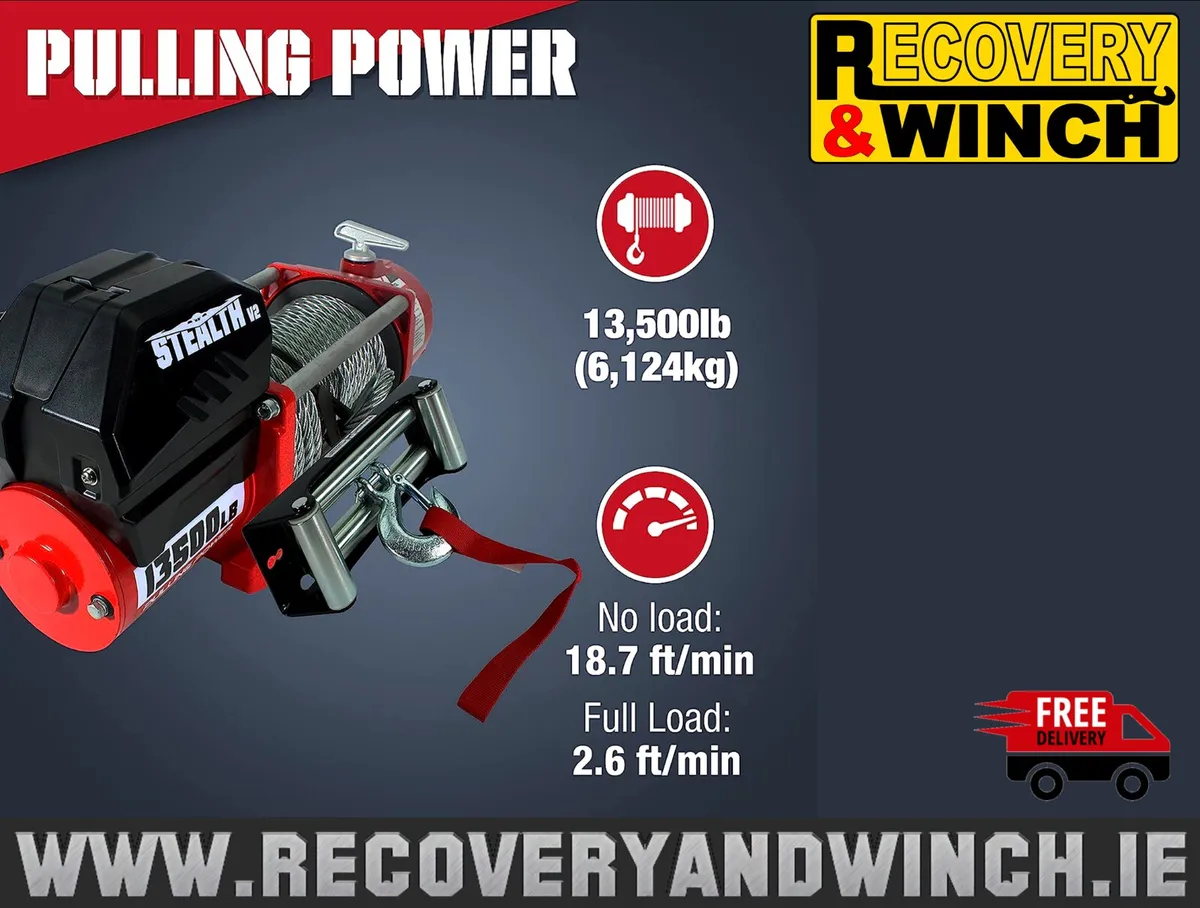 Stealth 13500LB Car Transporter Recovery Winch 🔴 - Image 4