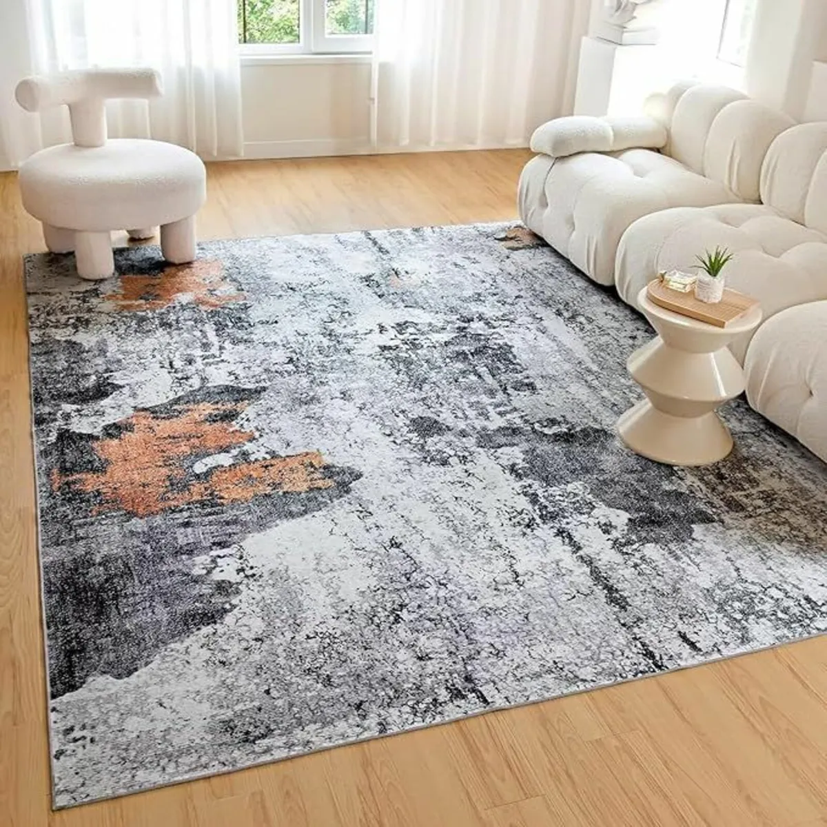 Washable bedroom Rug 80x150cm Short Pile Grey - Image 3