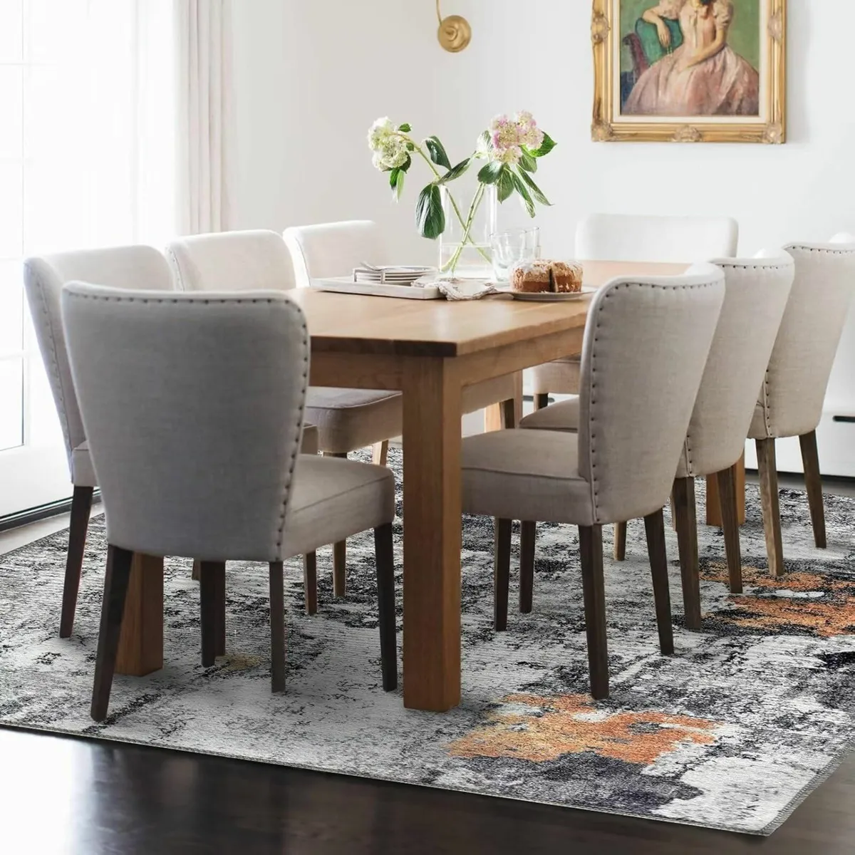 Washable bedroom Rug 80x150cm Short Pile Grey - Image 4