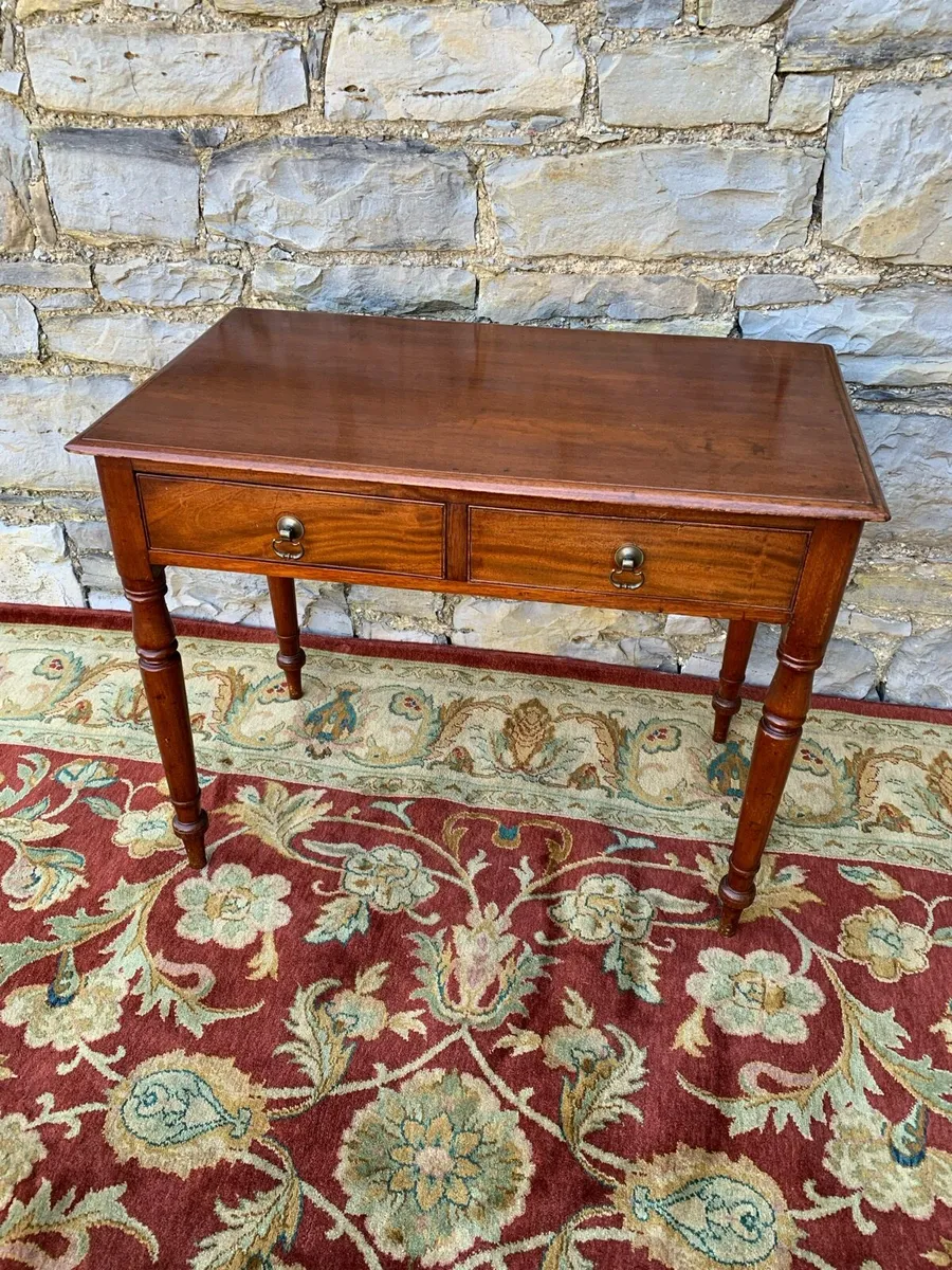 Victorian flame mahogany two drawer console table - Image 1