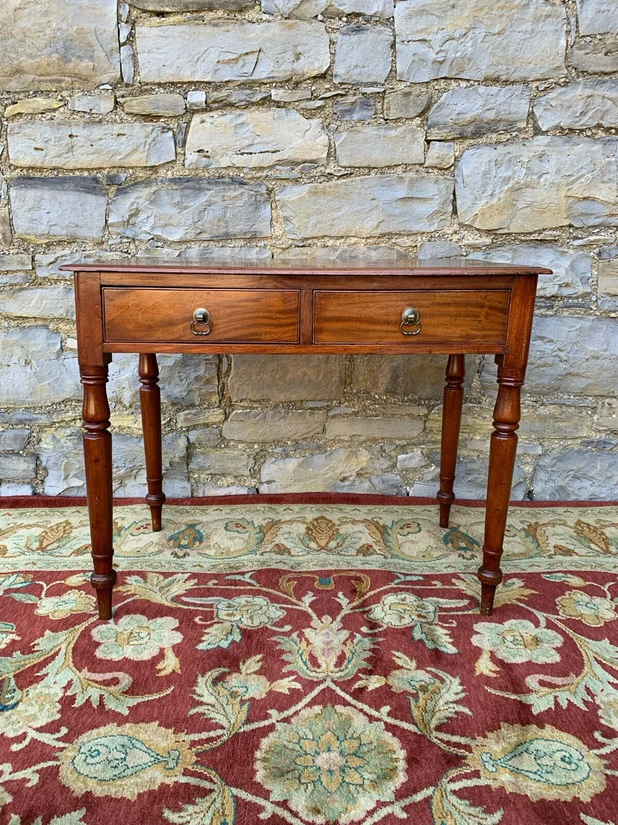 Victorian flame mahogany two drawer console table - Image 2