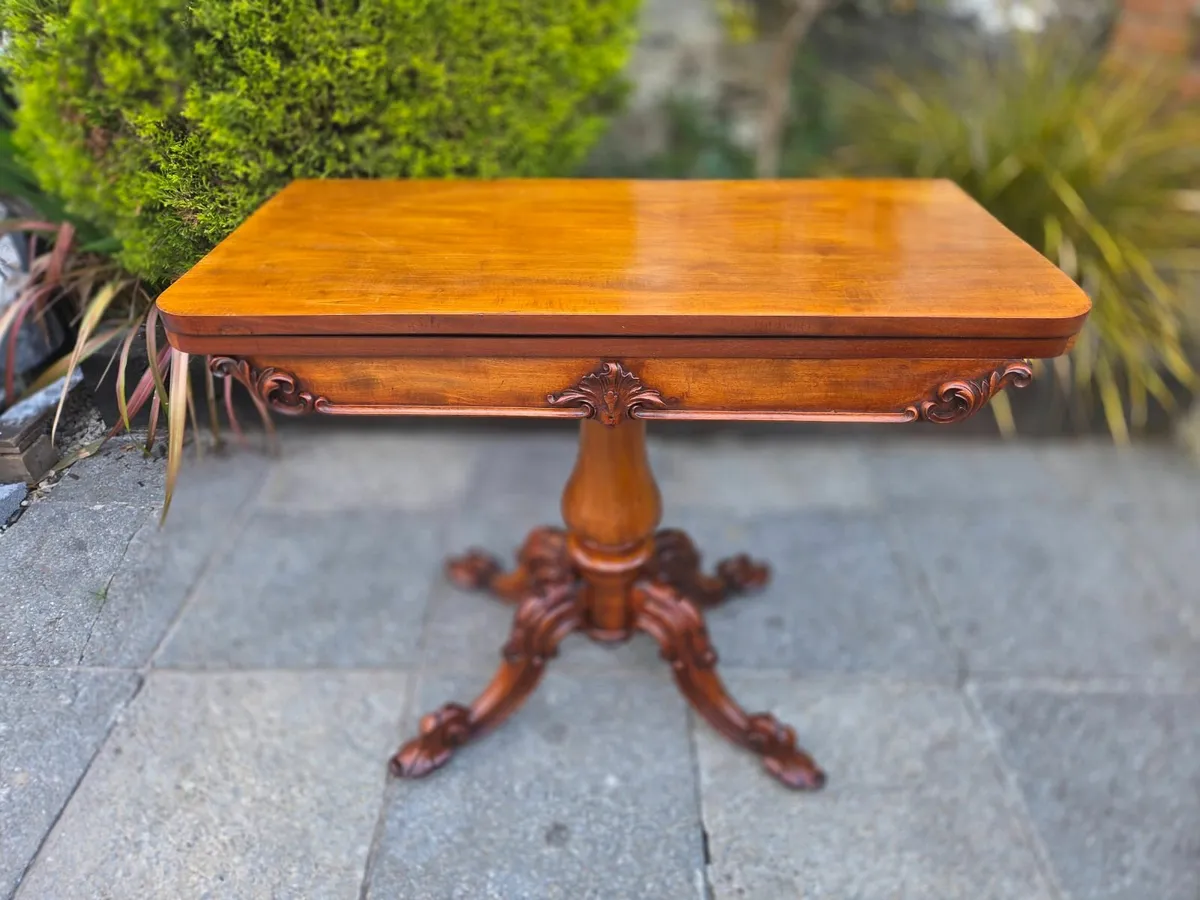 Victorian Walnut Fold Over Card Table- Circa 1860 - Image 2