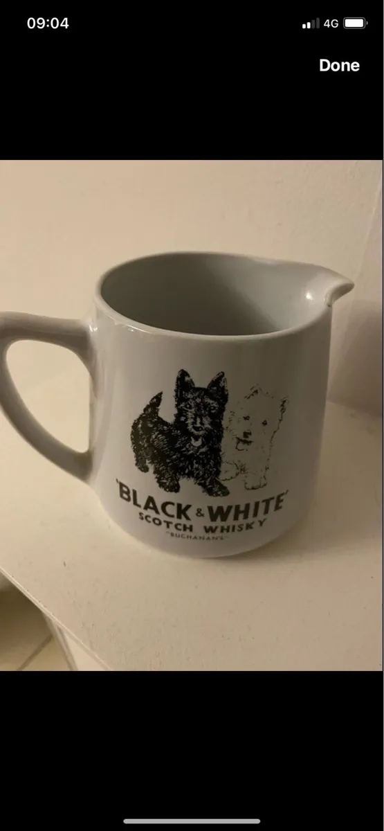 Rare Black & White Scotch Ceramic Jug - Image 1