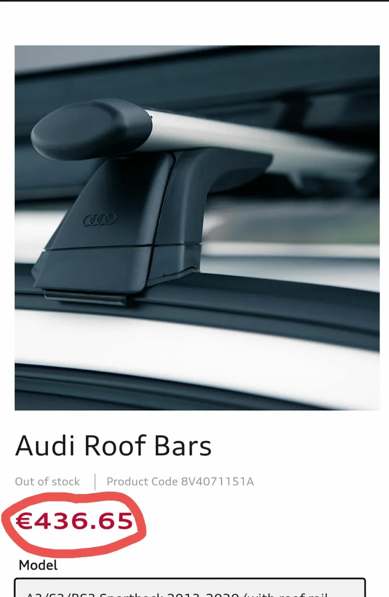 Genuine Audi A3 Roof Bars / Roof Rack - Brand New! - Image 1