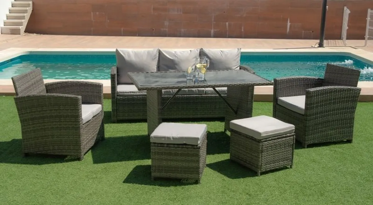 Rattan Garden Furniture Set dining table - Image 1