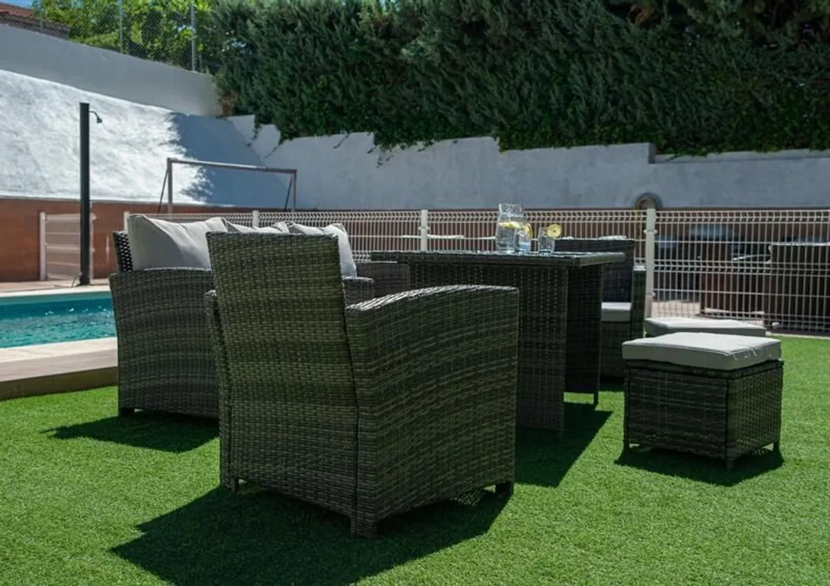Rattan Garden Furniture Set dining table - Image 2