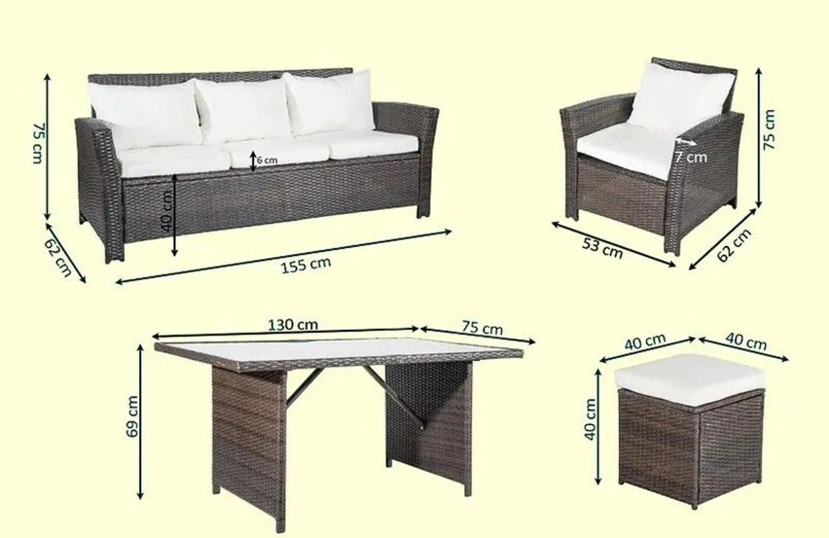 Rattan Garden Furniture Set dining table - Image 4