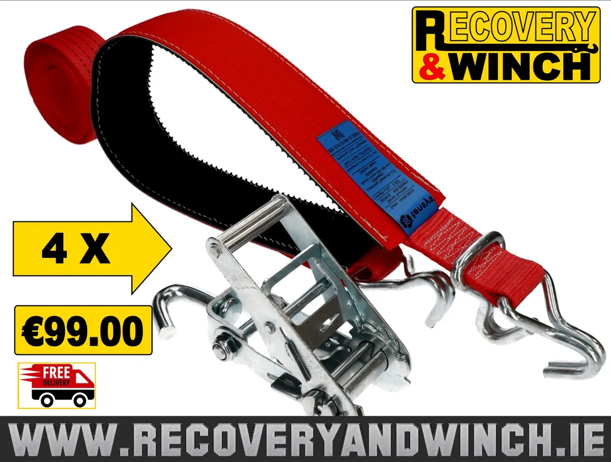 OVER-WHEEL CAR RECOVERY TRANSPORTER TRAILER STRAPS - Image 2