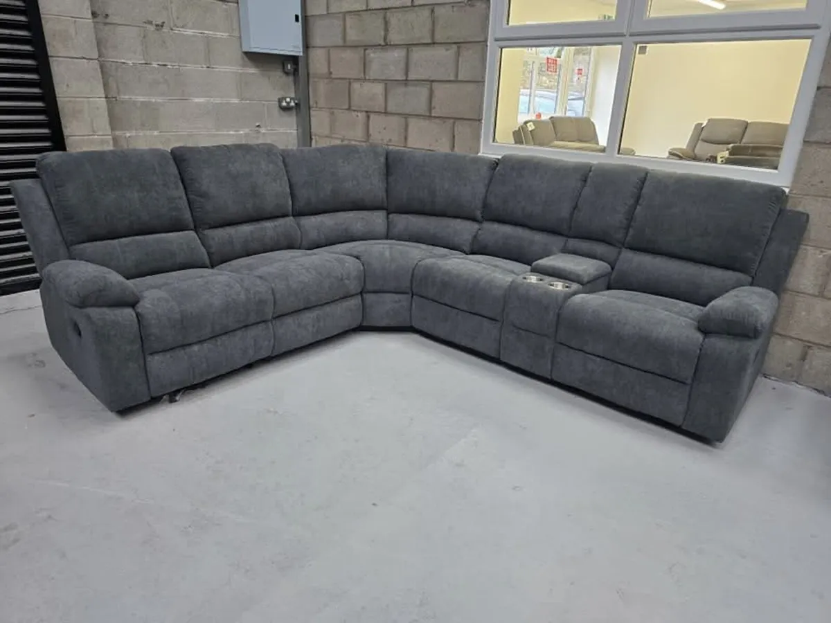 Grey Venice Fabric Corner Recliner Sofa - Image 1
