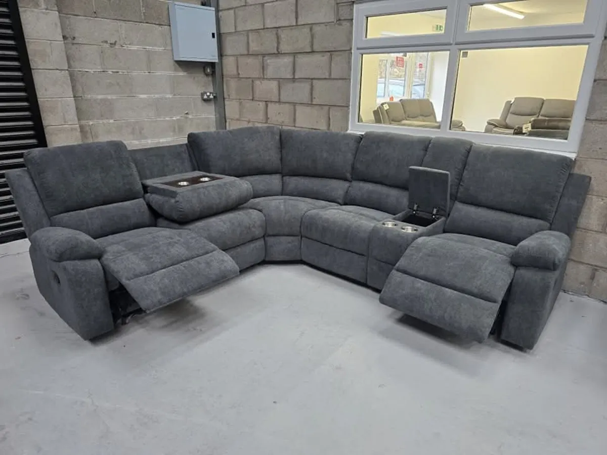 Grey Venice Fabric Corner Recliner Sofa - Image 2