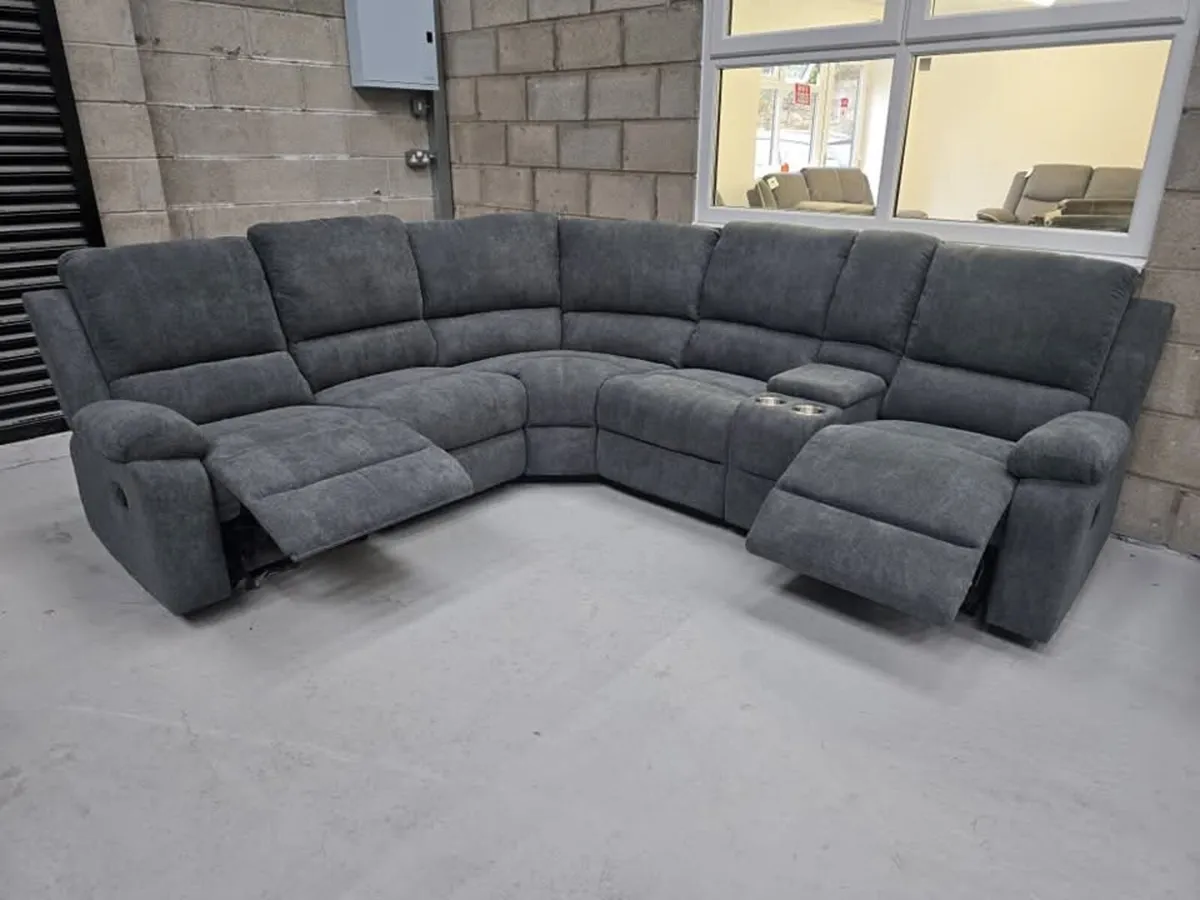 Grey Venice Fabric Corner Recliner Sofa - Image 3