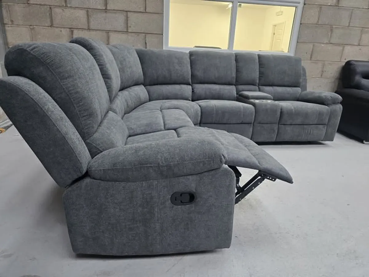 Grey Venice Fabric Corner Recliner Sofa - Image 4
