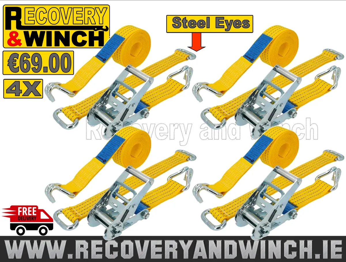 CAR TRANSPORTER STEEL EYE WHEEL STRAPS - Image 1