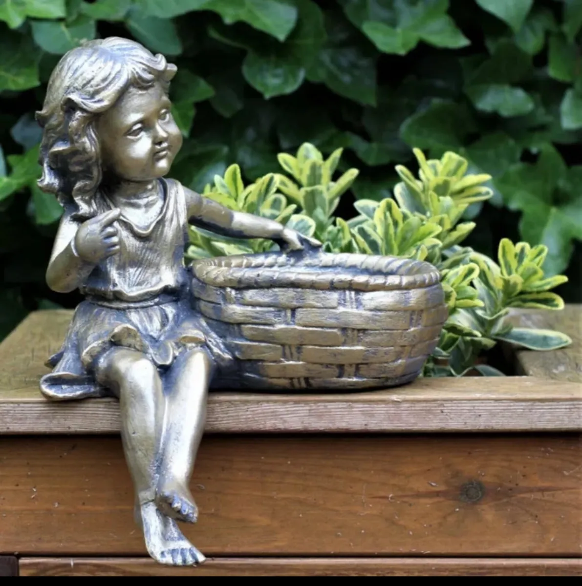 Garden Ornament Planters Cherubs Boy & Girl 12.5” - Image 3