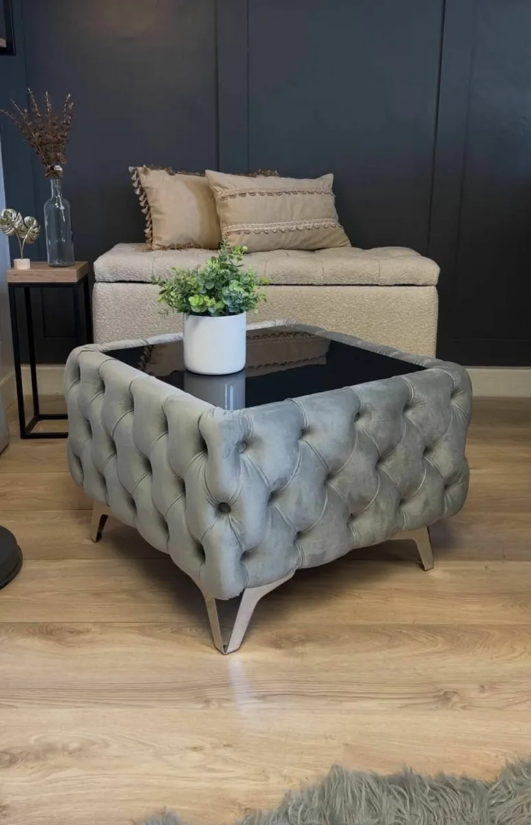 Chester Lux Square Coffee Table 63x63x45cm Velvet - Image 1