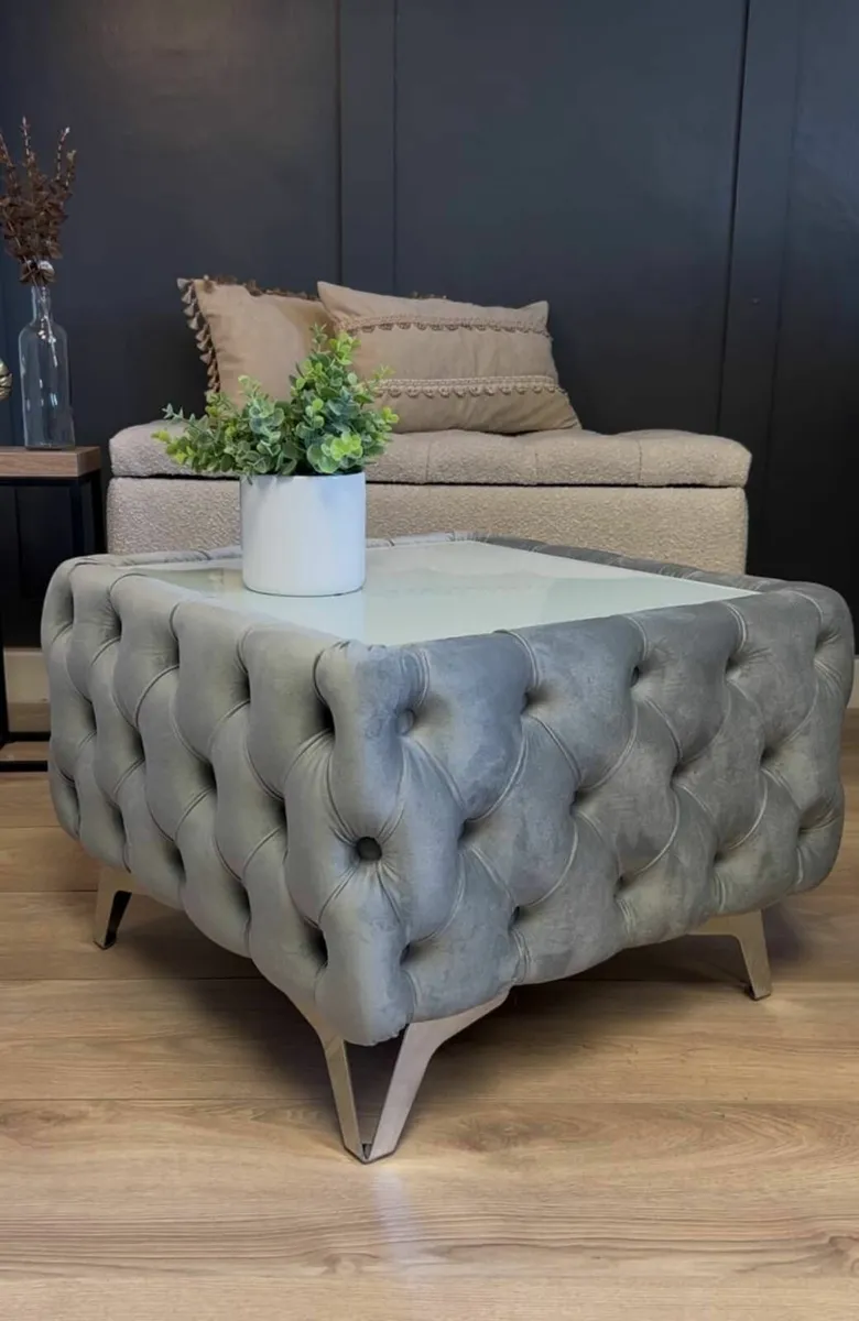 Chester Lux Square Coffee Table 63x63x45cm Velvet - Image 2