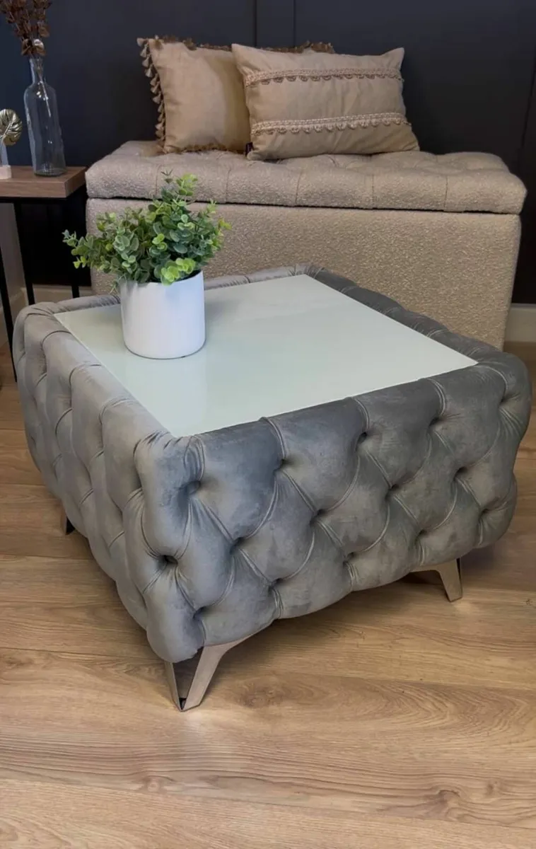Chester Lux Square Coffee Table 63x63x45cm Velvet - Image 4