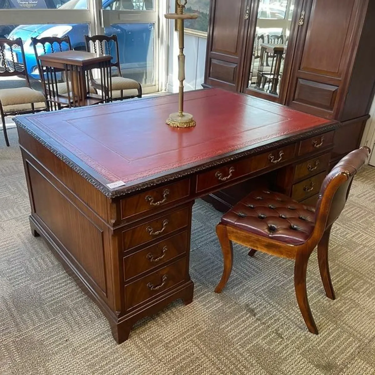 Beautiful roped edge twin pedestal writing desk