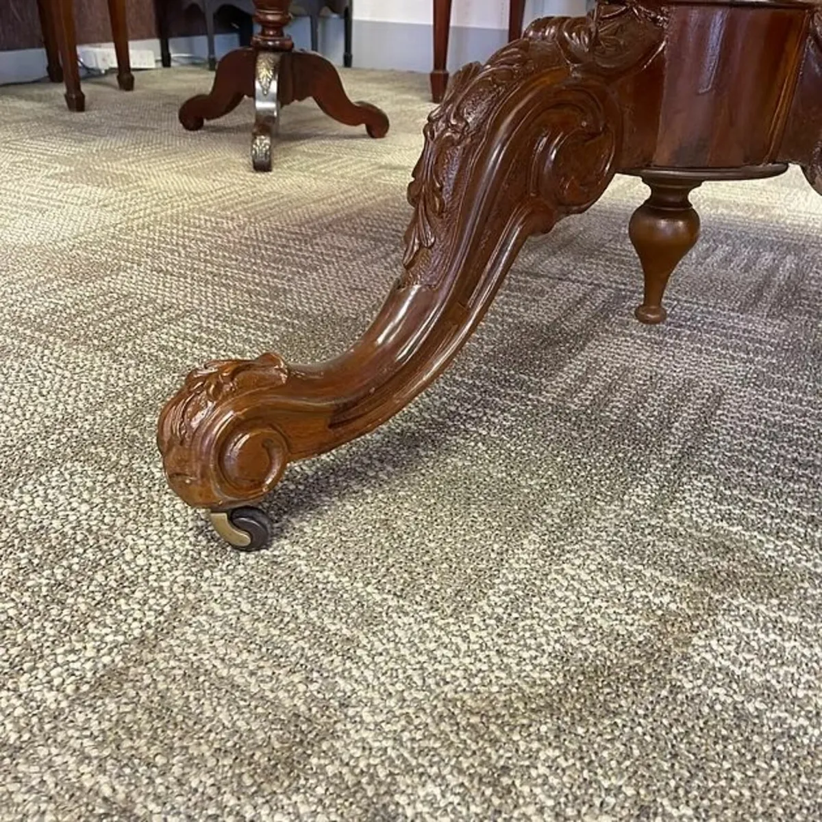 Victorian burr walnut marquetry round pod table - Image 4