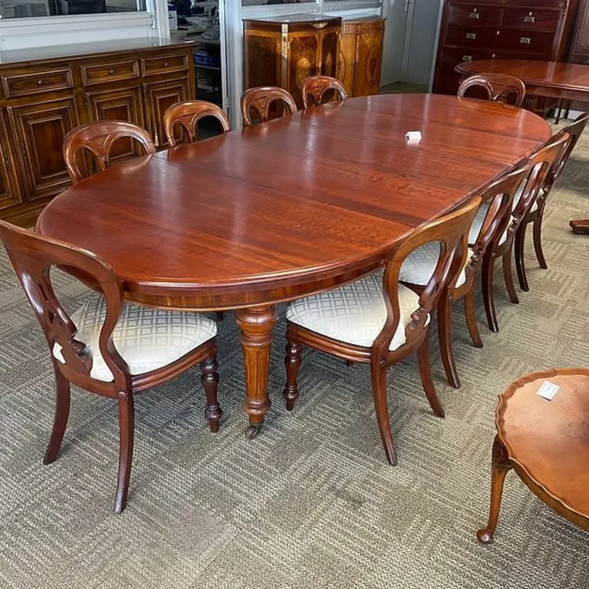 Victorian mahogany d-end extendable dining table & - Image 1