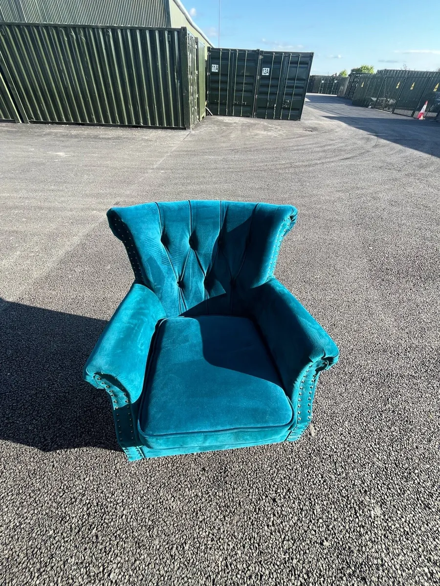 Blue wingback armchair single seater chair - Image 1