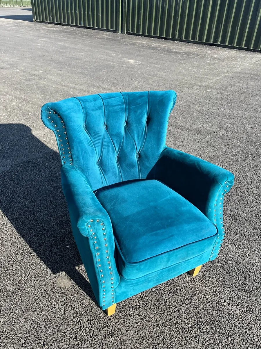 Blue wingback armchair single seater chair - Image 2