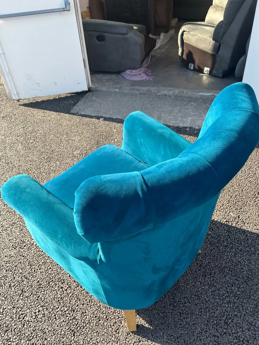 Blue wingback armchair single seater chair - Image 3