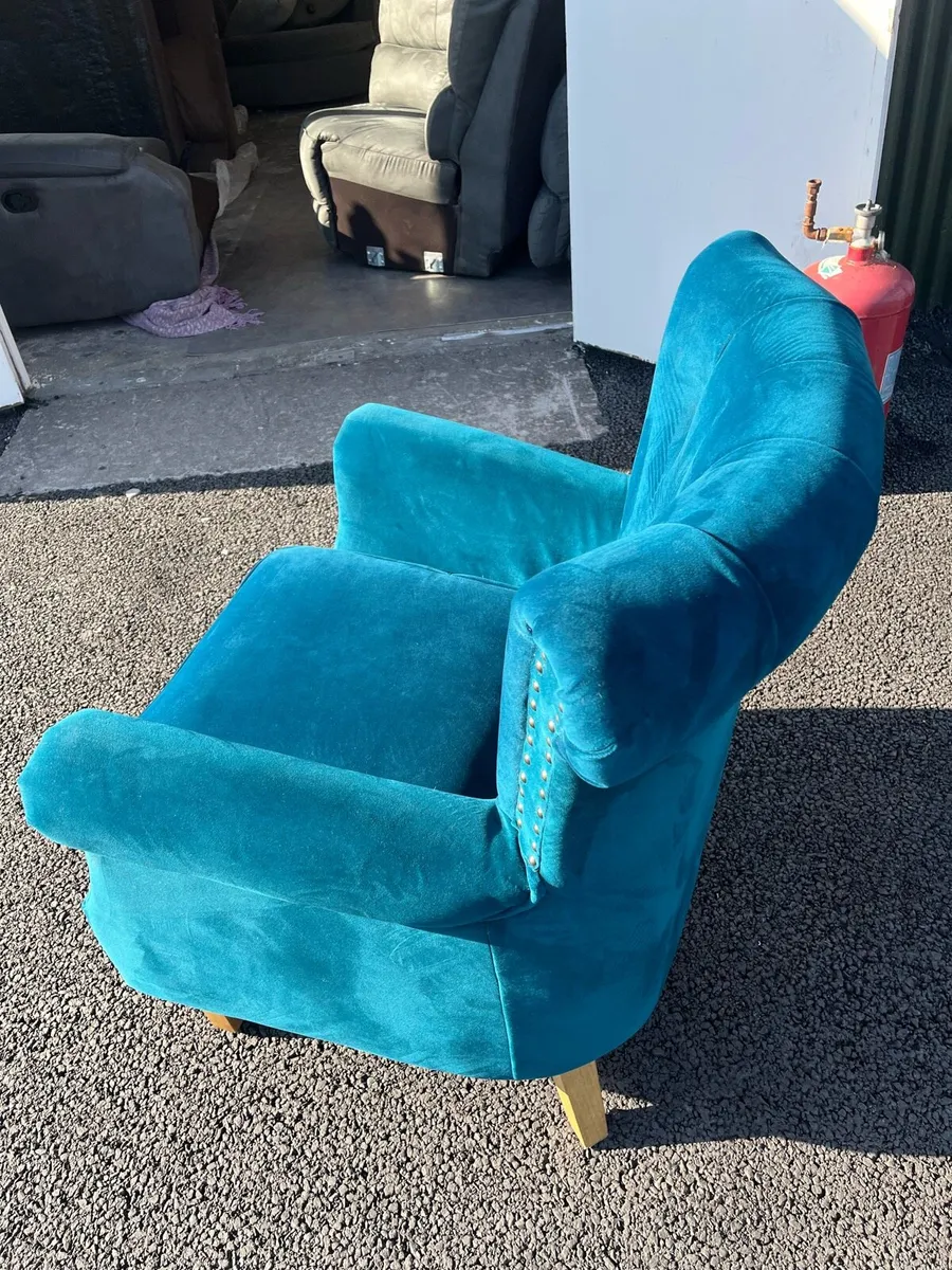 Blue wingback armchair single seater chair - Image 4