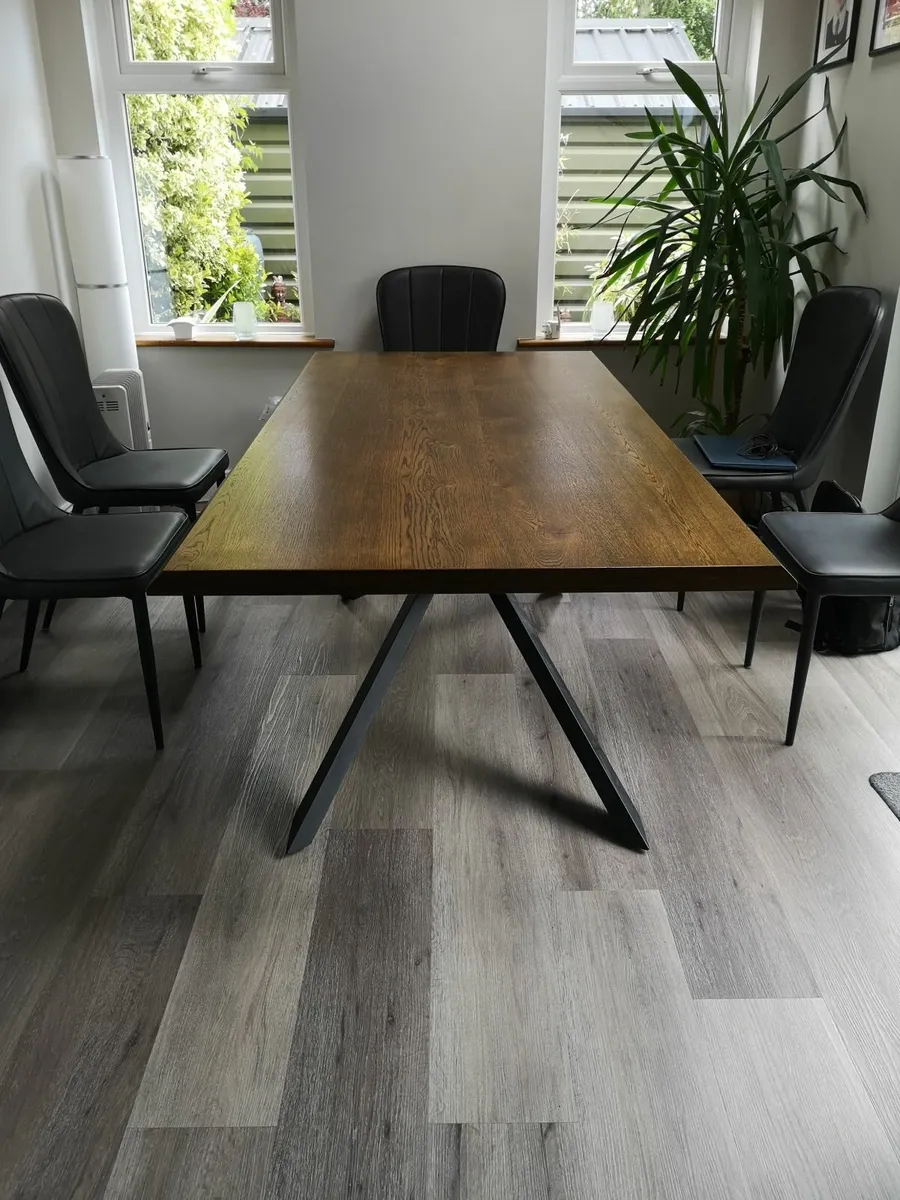 SMOKED OAK DINING TABLE - Image 1