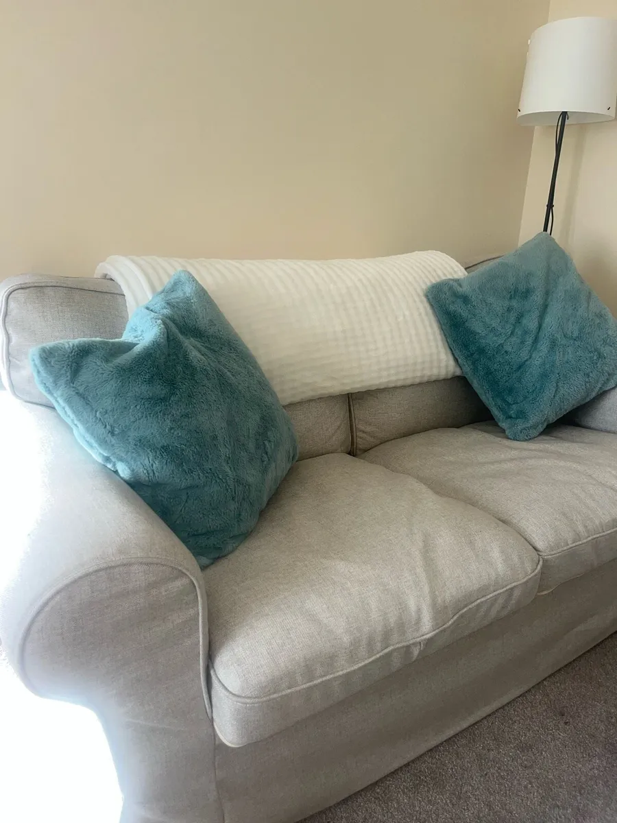 2 Seater light grey sofa - Image 1
