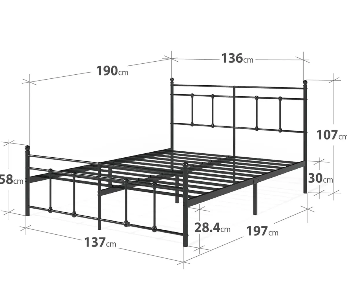 Double Bed Frame 135x190 cm - Image 2