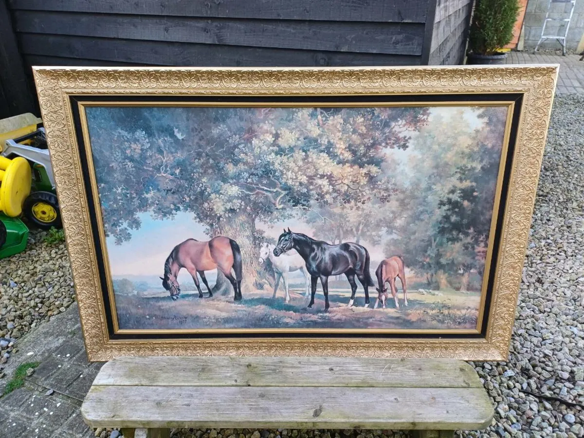 Large Vintage Equestrian Picture - Image 1