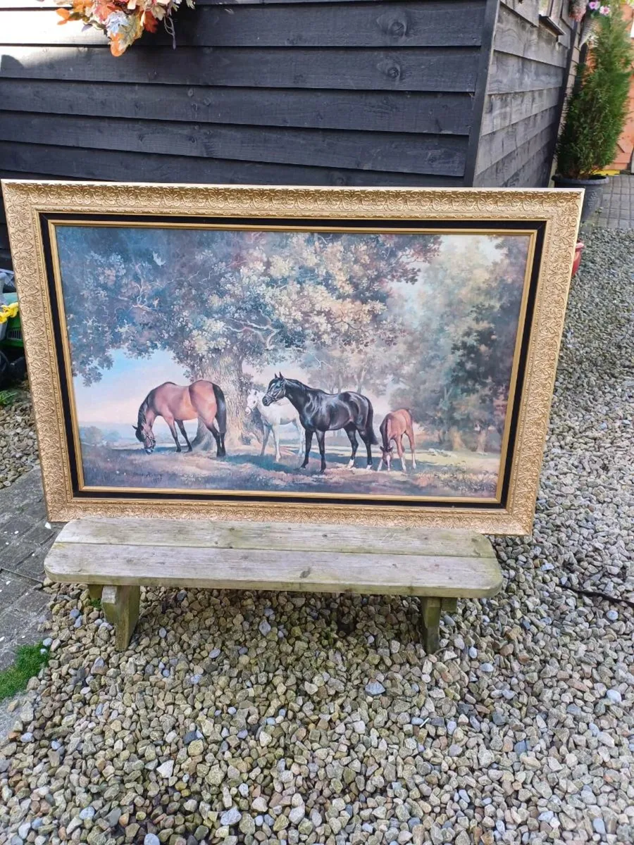 Large Vintage Equestrian Picture - Image 3