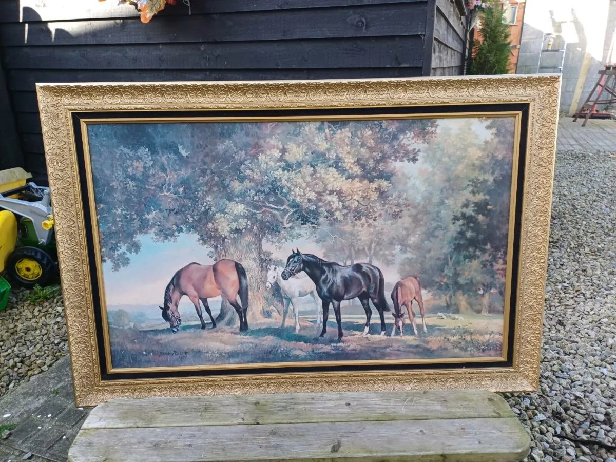 Large Vintage Equestrian Picture - Image 4