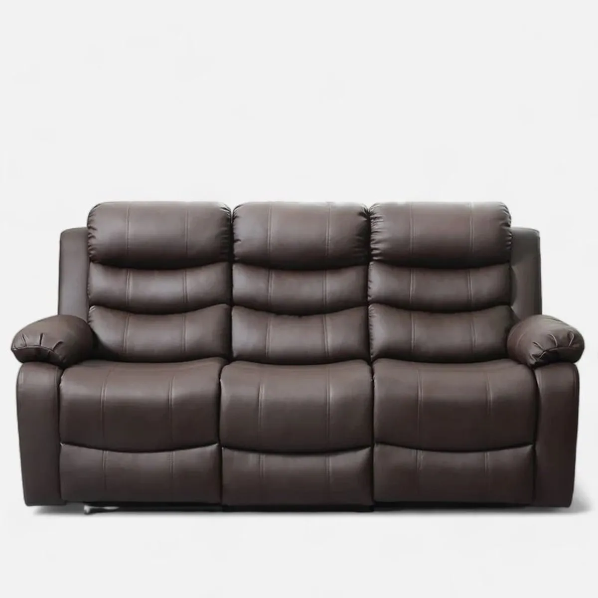 3 Seater PU Leather Recliner Sofa- Brown - Image 2