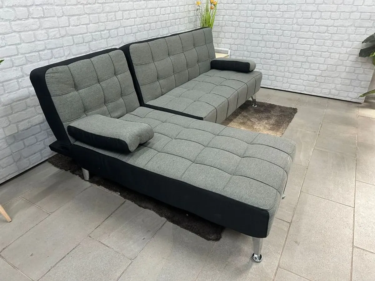 Dark grey corner Sofa bed chaise longue - Image 1