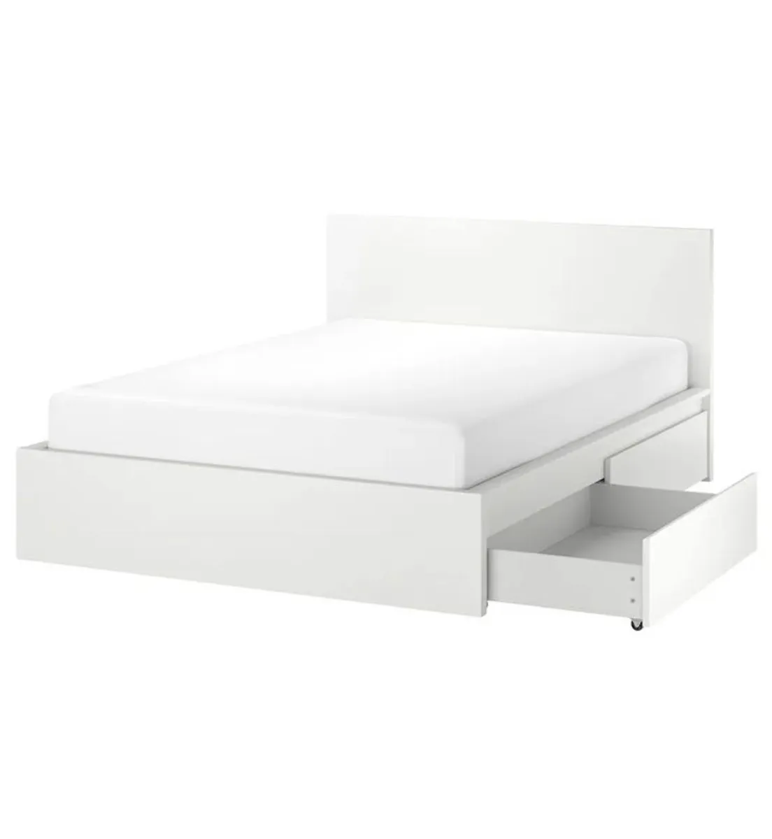 Ikea Malm super king bed frame with two storage boxes - Image 1